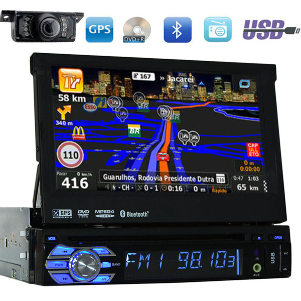 7'' single din 1 din one din radio car dvd player gps navigator tape recorder autoradio player car radio steering wheel control+rear camera