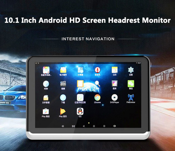 New Android 6.0 Car DVD Headrest Monitor Player 10.1 Inch HD 1080P Video With WIFI/HDMI/USB/SD/Bluetooth/FM Transmitter