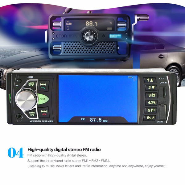 4022D 12 V 4.1 Inch HD Digital Car FM Radio MP5 Player High Definition One Din TFT Audio Video Playing With USB SD AUX Interface Car dvd