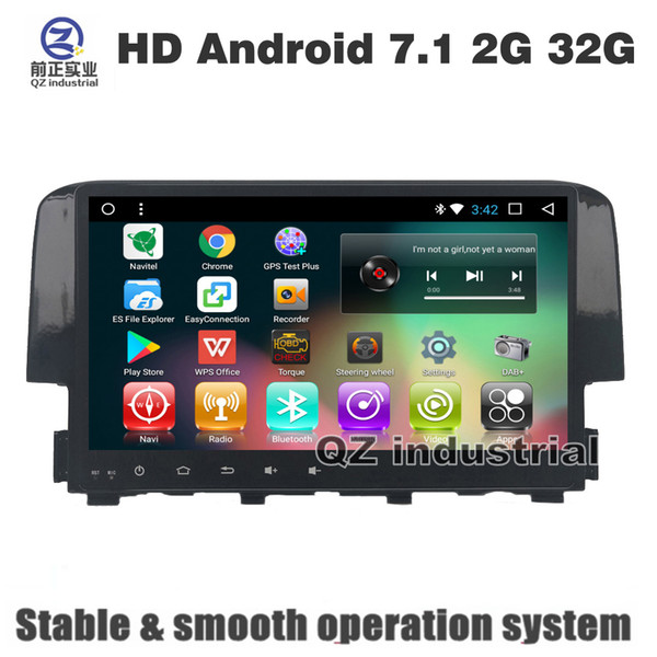 QZ industrial HD 9inch Android 7.1 for Honda Civic 2015-2017 car dvd player with Canbus GPS BT 3G 4G WIFI radio navigation stereo free map