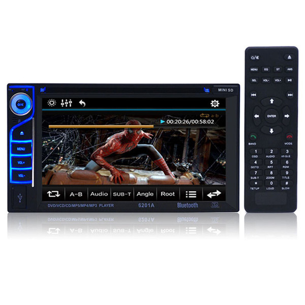 New 6.2 Inch 6201A Double Din Car DVD Player DIVX/DVD /VCD/CD/USB/Bluetooth Auto Multimedia Player 2 Din MP5 Audio Player Remote Controller