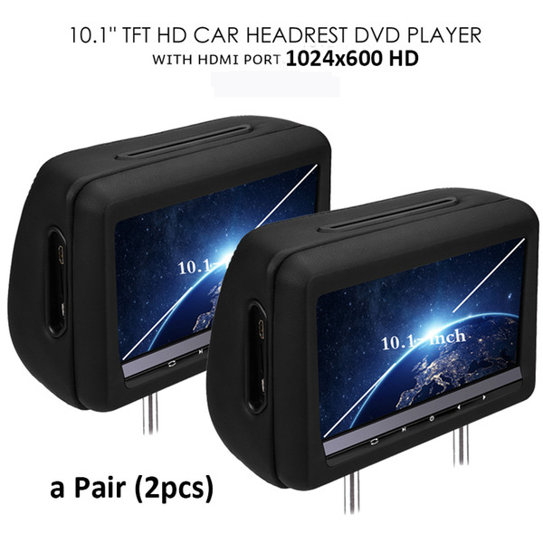 Universal 10.1 inch Car Dvd Dual Headrest Screen Player Black Hdmi FHD 1080P USB SD FM IR Touch Key