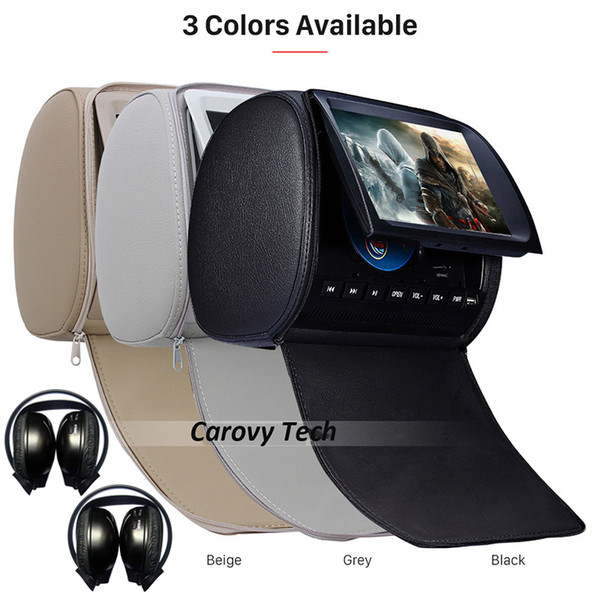 2pcs Universal 9 inch Car DVD Player Headrest Dual Media System+2pcs Wireless Headphone