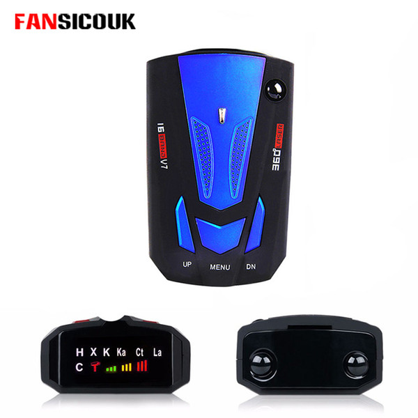 FANSICOUK Car Flow Velocity Radar For Russia English Vehicle V7 Speed Voice Alarm Warning 16 Band LED Display