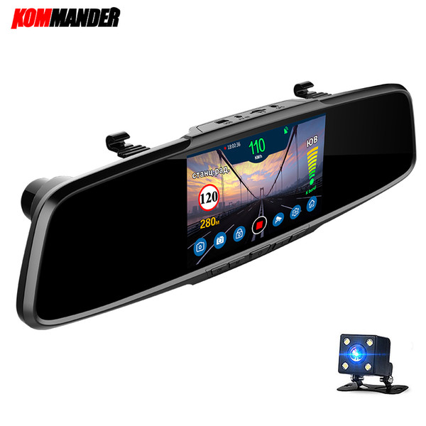 Kommander Mirror CAR Detector with GPS 3 in 1 DVR Full HD 1080P Recorder Camera Rear View for Russia