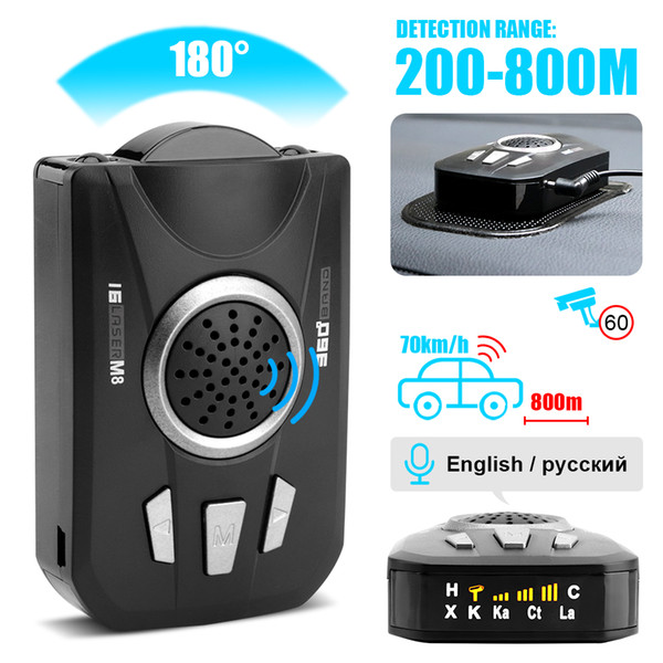 BORUiT Universal Car M8 Full Band Scanning Car Radar Voice Alert Warning Speed Control Detector