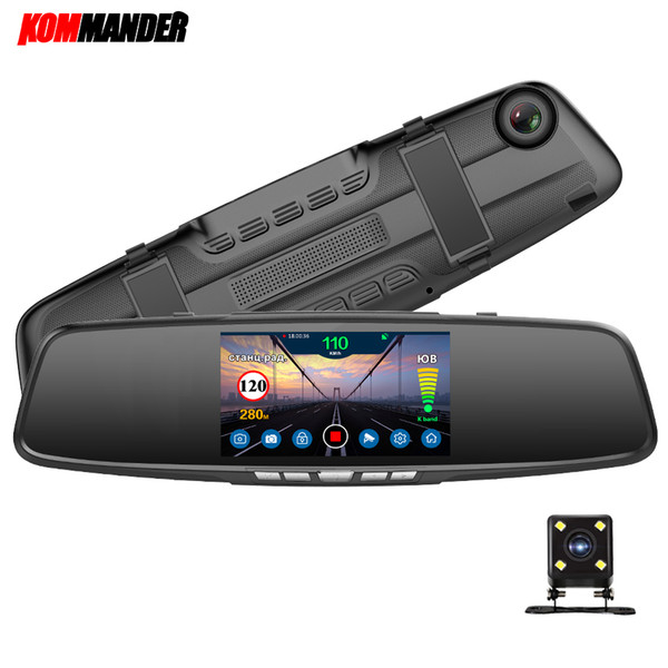 Kommander Mirror CAR Detector with GPS 3 in 1 DVR Full HD 1080P Recorder Camera Rear View for Russia