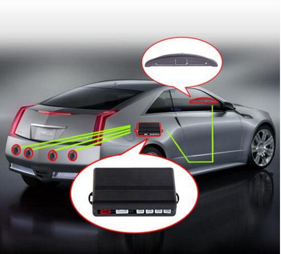 Car LED Parking Reverse Backup Radar System with Backlight Display+4 Sensors 6 colors hot sale Free DHL