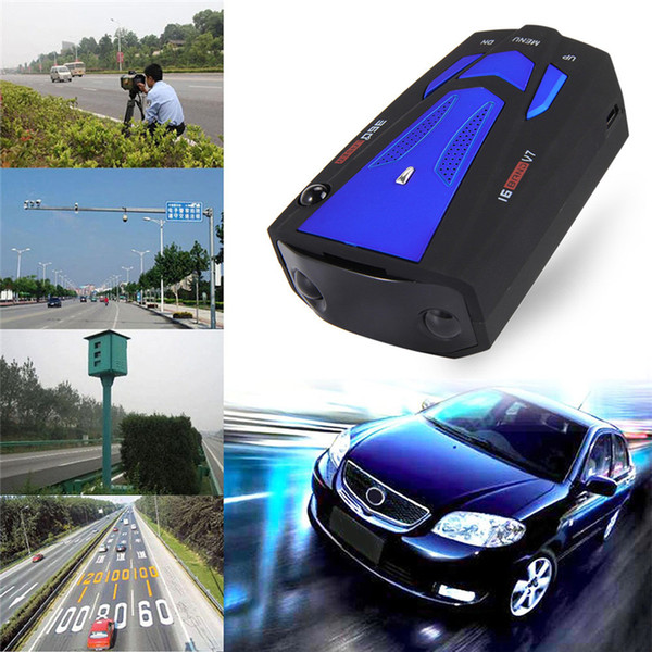 V7 Car Radar Detector 360 Degree 16 Band Scanning LED Display Auto Detectors English/ Russian Voice Alert Warning Blue/Red