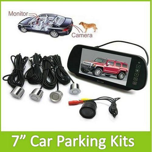 Car Parking / Reversing / Backup System kits with 7 inch rearview TFT lcd monitor +4 sensors + Rear view camera