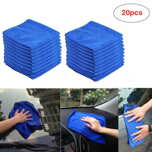 20pcs Blue Car Cleaning Detailing Mirofiber Soft Polish Cloths Towel 40x40cm Sponge Towel For Car Washing Cleaning D2