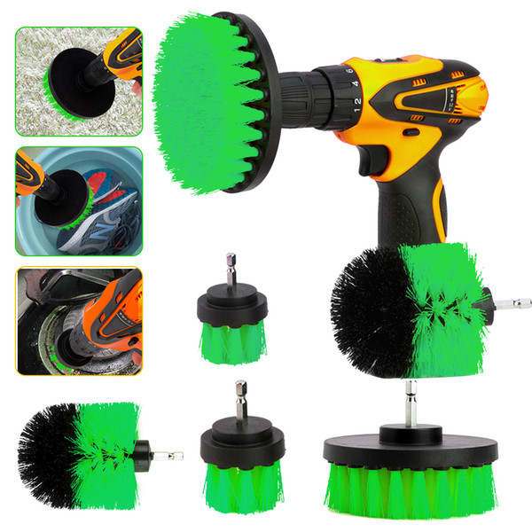 3Pcs/Set Electric Drill Brush Kit Plastic Round Cleaning Brush For Carpet Glass Car Tires Nylon Brushes Power Scrubber Drill