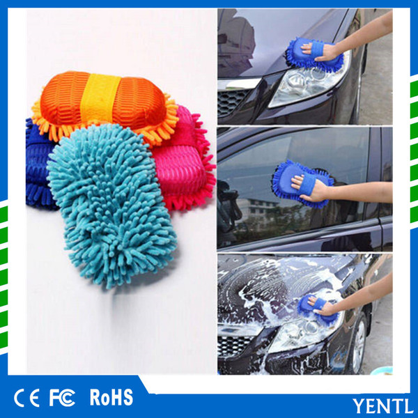 free shipping Random Color Super Car Wash Glove Hand Soft Towel Microfiber Chenille Car Cleaning Sponge Block Washing Supplies