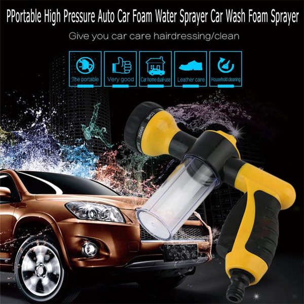 free shiping yentl Portable High Pressure Auto Car Foam Water Sprayer Car Wash Foam Water Gun Car Washer Snow Foam Cannon Shower Hose