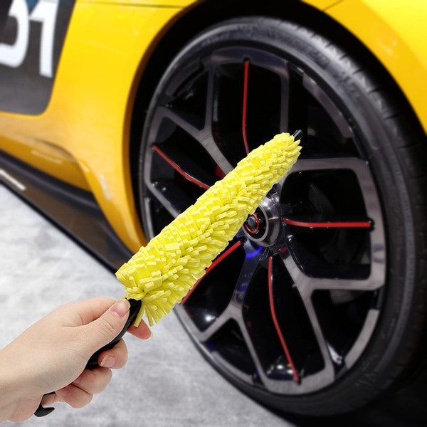 Car Tool Tire Rim Cleaner Car Sponge Black Plastic Handle Wheel Rim Tire Washing Cleaning Scrub Brush