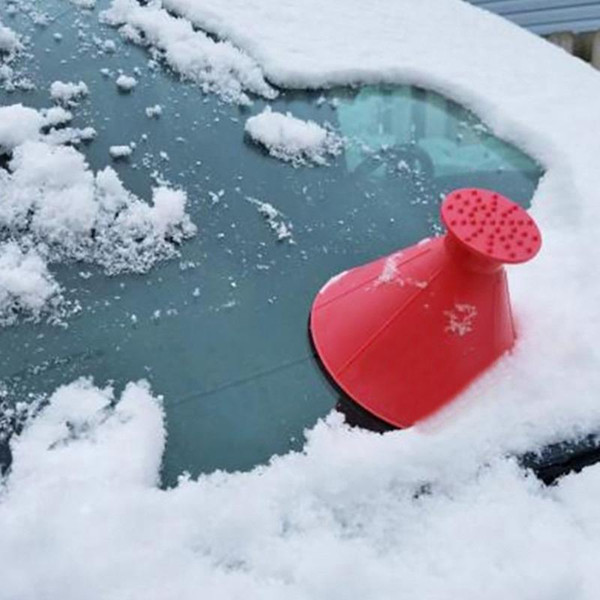 4 Colors Car Windshield Ice Scraper Tool Cone Shaped Outdoor Round Funnel Car Remove Cleaning Snow Ice Scraper Kit