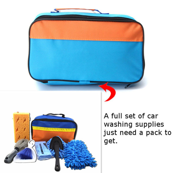 7pcs/set Car Cleaning Tools Car Wash Kit Interior Exterior Cleaning Sponge Brush Towel Bag