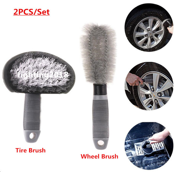 2PCS/SET Multifunction Car Wash Brush Auto Tire Wheel Hub Fenders Bumpers Mat Washing Brush Dust Clay Remove Best Quality Free Shipping