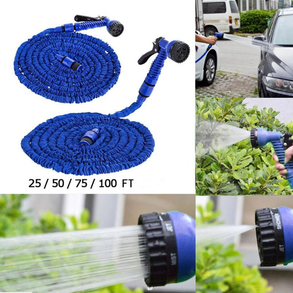 Car Wash Pipe Garden hose 25FT 50FT 75FT 100FT Flexible Garden Water Hose With Spray Gun Retractable Watering Telescopic Rubber Hose