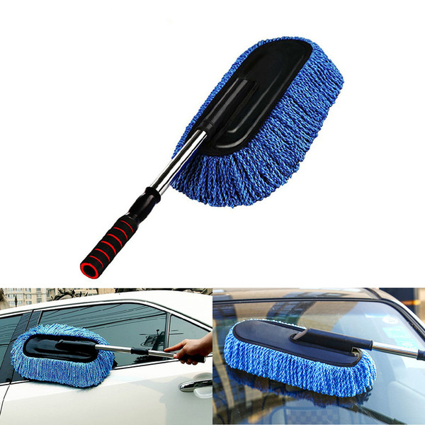 Microfiber Car Duster Brush Cleaner Cleaning Kit with Long Extendable Handle for Bike Home Auto Dash Dusting Brush Towing Bar