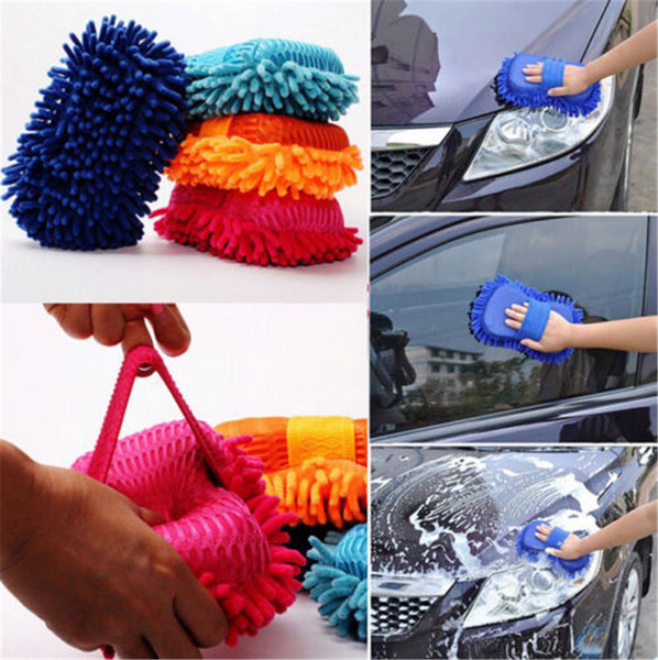 1PC Random Color Car Cleaning Sponge Hand Soft Towel Microfiber Chenille Washing Gloves