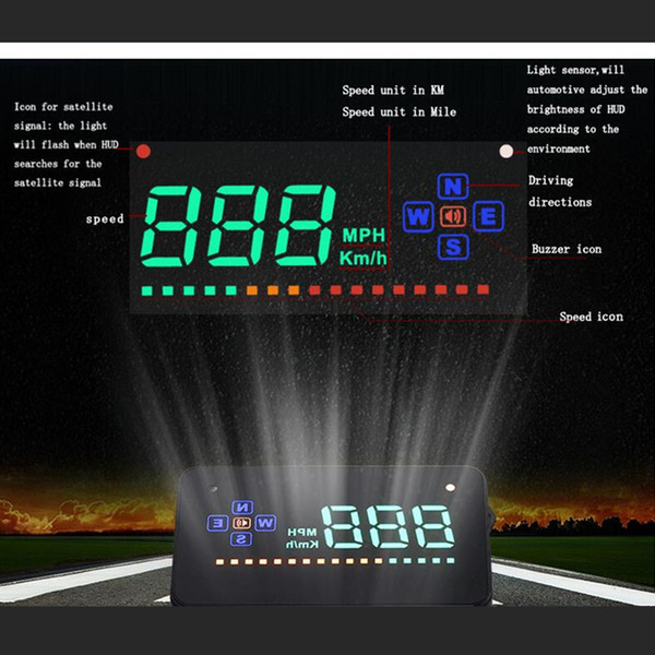 A2 Car HUD Head Up Display Speed Alarm Fule Consumption Plug & Play Car-Styling windshield projector For All The Cars