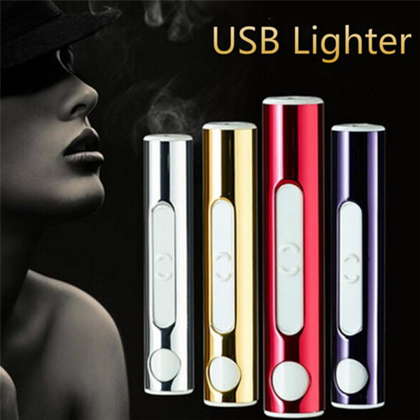 USB Charging Aluminum Shell Slim Windproof Lighter electronic cigarette lighter For men and women fashion car