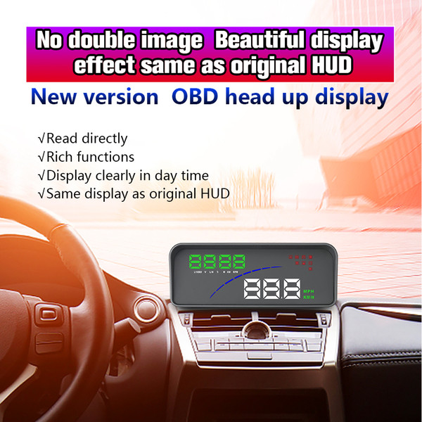 Car Universal Head Up Display With BOD2 Port 12V Multifunction HUD Speed Voltage Temperature Display And Windshield Reflector