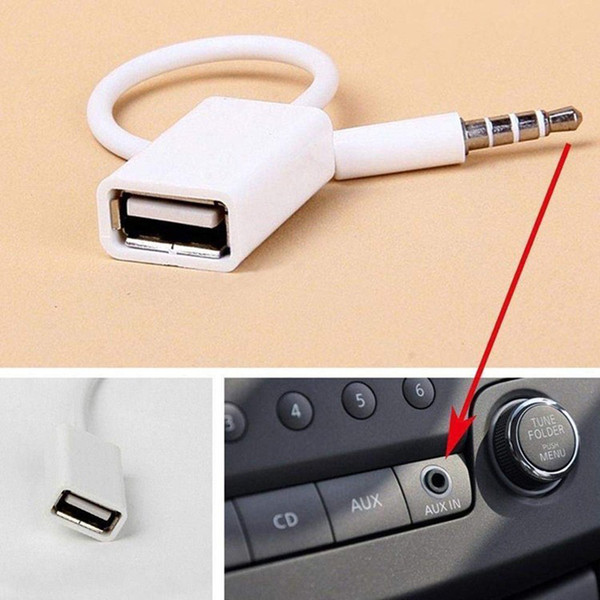 Car Replacement Parts AUX to USB Data Cable 3.5mm Plug Car Audio Cable AUX to USB Plug U Disk Conversion Cable