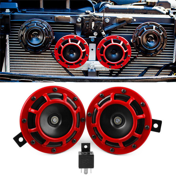 2pcs Red/Black/Blue Compact Electric Loud Blast 12V Grille Mount For Super Tone Hella Horn Kit car