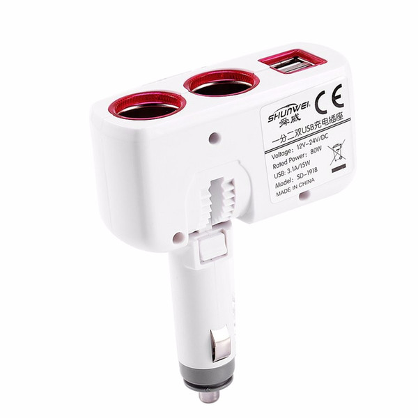 2 Colors 12V-24V Dual USB Car Chargers Cigarette Lighter Adapter USB Car Charger Free Shipping