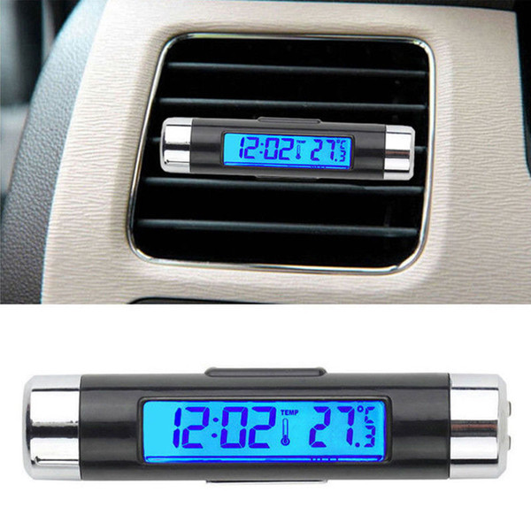 Small 2in1 LED Digital Car Clock Thermometer Temperature Auto LCD Backlight