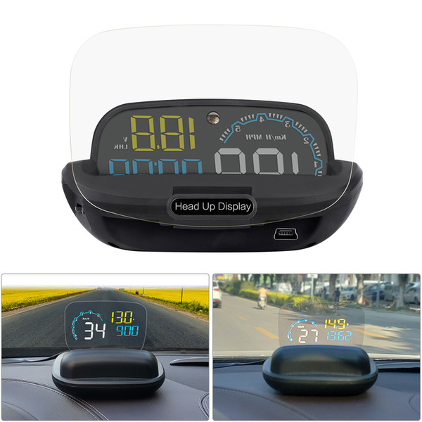 New Arrival Mirror HUD C600 Car Head up display Windshield Speed Projector Security Alarm Overspeed RPM Voltage