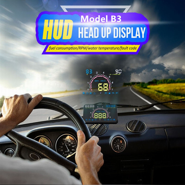 Car HUD Head Up Display with OBD2 EUOBD 5.8 inch Windshield LED Projector with Speed Fatigue Warning RPM MPH Fuel Consumption Display