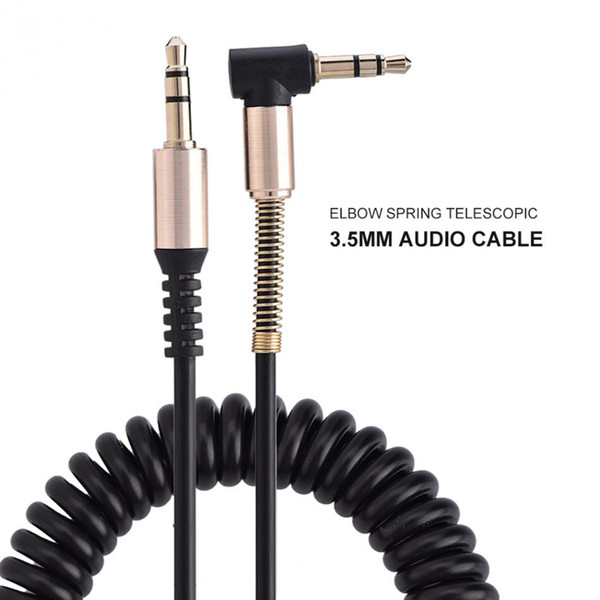 Car AUX Audio Cable Elbow Spring Audio Cable 3.5MM Anti-break High Elastic Headphone Cable Auto Electronics