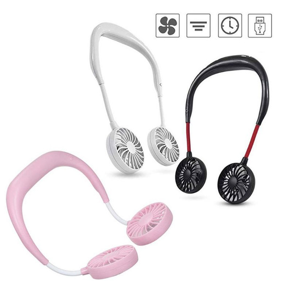 Hands-free Neck Band Hands-Free Hanging USB Rechargeable Dual Fan Mini Air Cooler Summer Portable 2019 car cooling fannew DHL