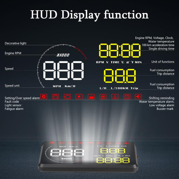 A9 Overspeed Warning System Voltage Alarm DFDF Hood Windshield Projector OBD2 II EUOBD Car HUD Head Up Display