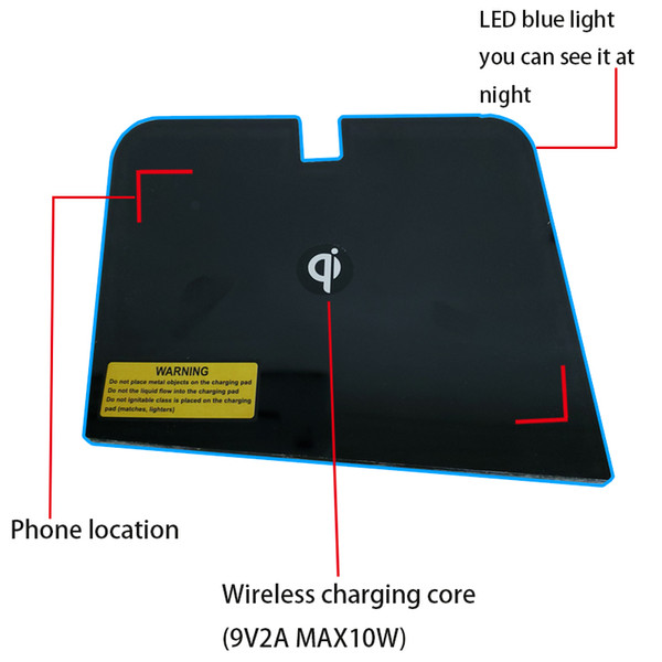 100% High quality Special on-board QI wireless phone charging Pad Panel Car Accessories For Peugeot 4008 5008 2017 2018