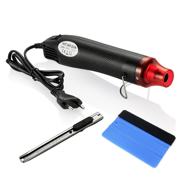 3pcs/set 220V 300W Electric Hot Air Heat Gun EU Plug+Car Scraper Squeegee+Vinyl Cutter Knife Auto Car Vinyl Film Wrapping Tools