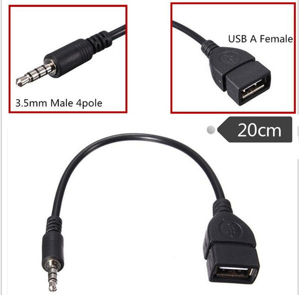 Audio Convert Wire Car AUX Cable A Female OTG Converter Adapter Cable 3.5mm Male to USB 2.0 Female Converter AUX Audio