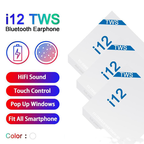 i12 TWS Wireless Earbuds Bluetooth 5.0 Headphone Mini Touch Control Headset Auto Pairing Power on Binaural Call POP UP window Car Earph