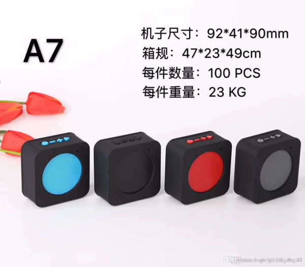 Mini portable Outdoor bluetooth speaker 4 Colors High quality plastic Lightweight portable Music Speakers Car Built-in speaker A7 H01