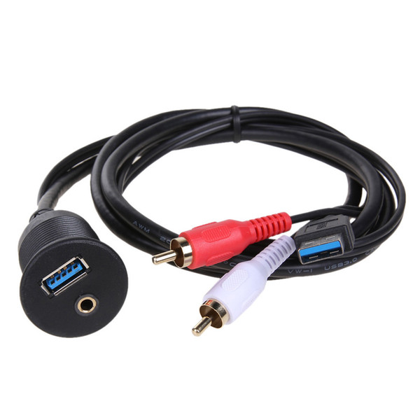 Car Dashboard Flush Mount Panel USB 3.0 AUX 2RCA Extension Flush Mount Male to Female 3.5mm Audio Cable Car Styling Dashboard