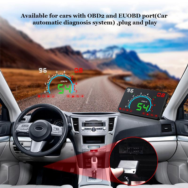 Play Overspeed Alarm Fuel Consumption Display Hud Projector E350 OBD2 HUD Car Display 5.8 Inch Screen Easy Plug