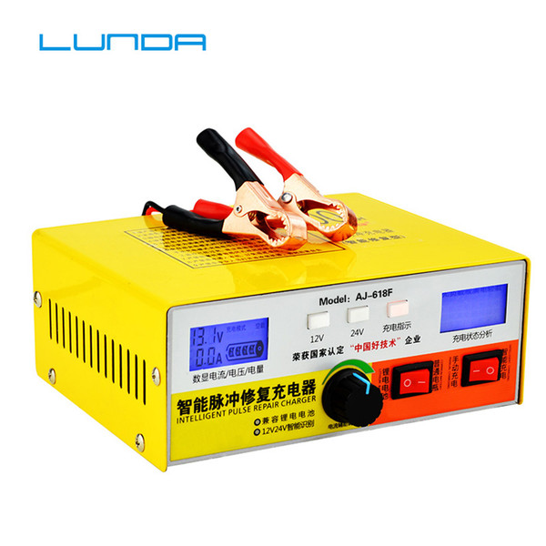 High Power 12V/24V 400Ah Automatic Intelligent Pulse Repair Type Car Battery Charger Dual-screen display