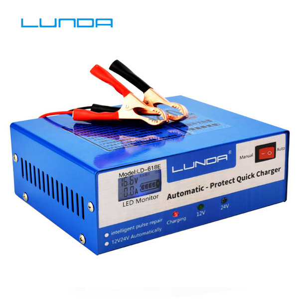 Car Battery Charger Automatic Intelligent Pulse Repair 130V-250V 200AH 12/24V With Adapter