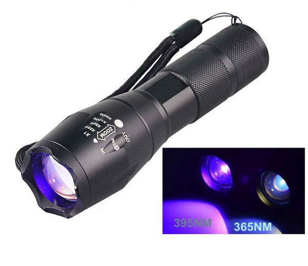 395nM 365nM LED UV Ultraviolet Flashlight Lamp 4W Powerful 18650 Zoom UV Adhesive Curing Travel Safety UV Detection Flash Light Torch car