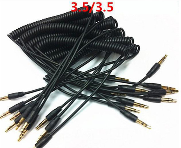 150pcs/lot 3.5mm Male to Male Plug Jack Stereo Headphone Audio Coiled Fluoro AUX Extension Cable Replacement Spring for Car Speak iPhone