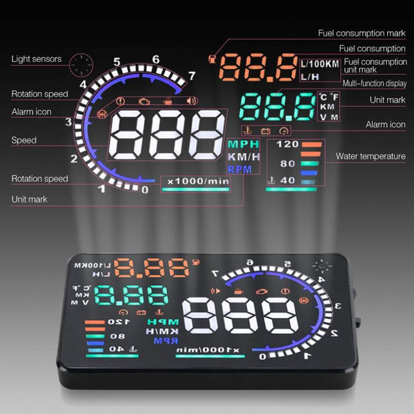 HUD Head-up display 5.5-inch color big screen car precise display 2018 new design wonderful OBD 2 car display A8 free shipping