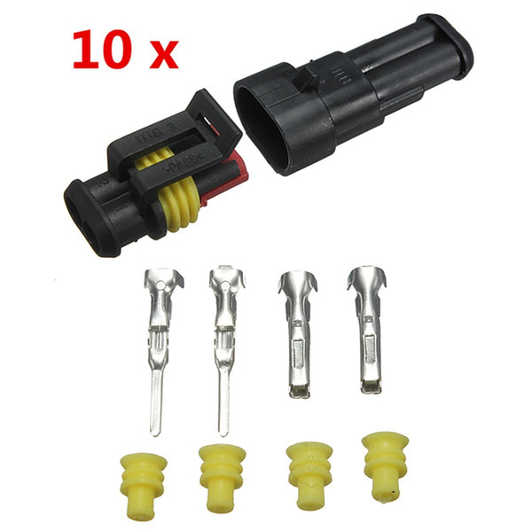 Newest 10sets Car Part 2 Pin Way Sealed Waterproof Electrical Wire Auto Connector Plug Set